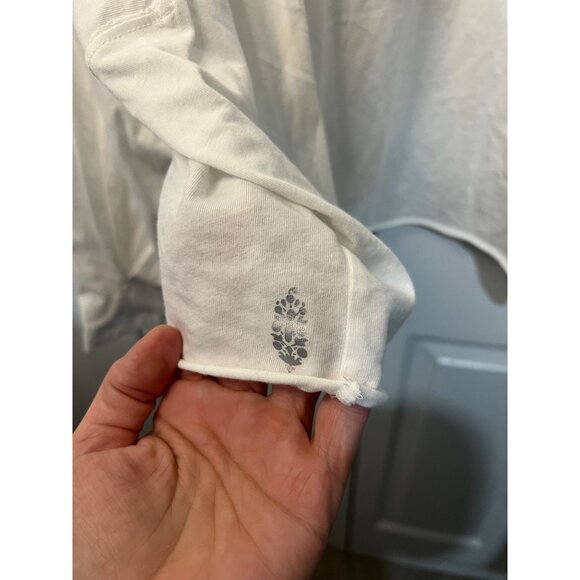 Free People White Oversized Long-Sleeve Shirt With Boho Print Detail Womens S - Picture 4 of 8